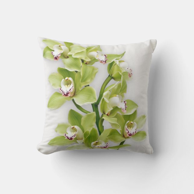 Elégant Oreiller à lancer de cymbidium vert (Recto)