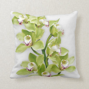 Elégant Oreiller à lancer de cymbidium vert