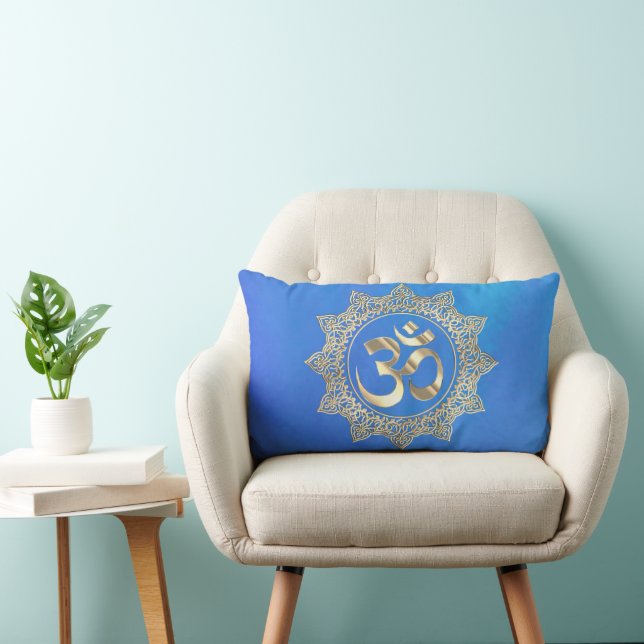 Elégant oreiller en or et bleu om jeté (Chaise)