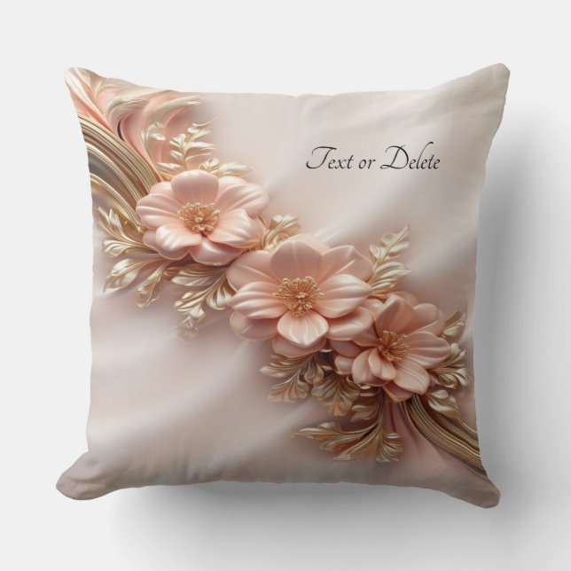 Élégant Oreiller Floral Peach Floral Thlow (Recto)