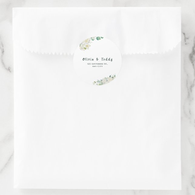 Elegant Organic Modern Wedding Invitation Runder Aufkleber (Tasche)