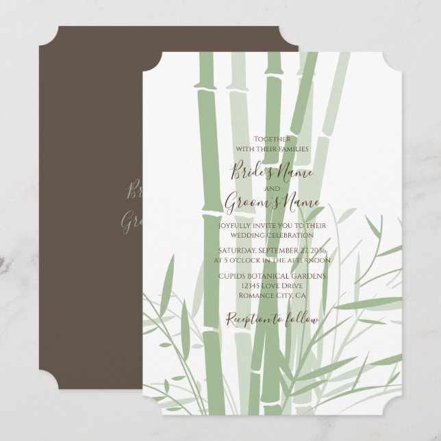 Elegant Oriental Bamboo Einladungen für Hochzeiten (Vorne/Hinten)