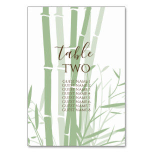 Elegant Oriental Bamboo Wedding Guest Names Tischnummer