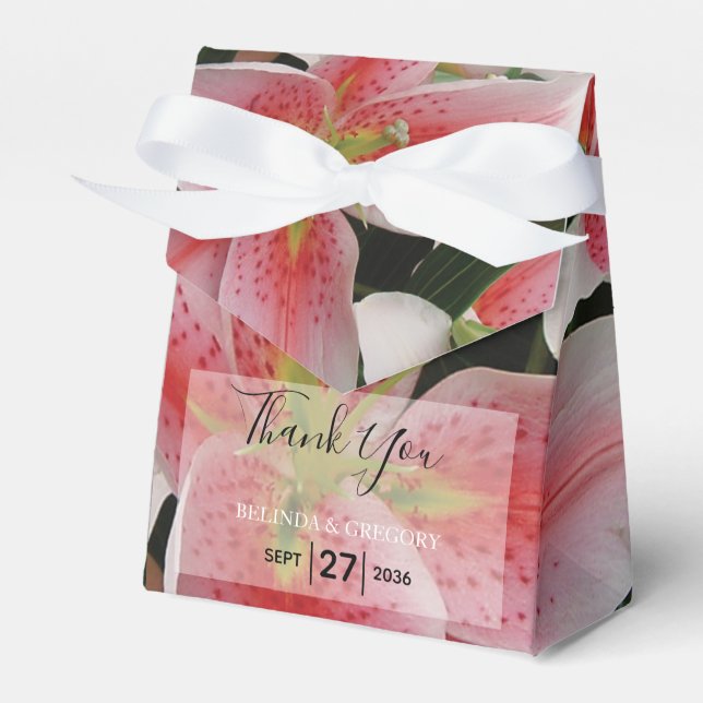 Elegant Oriental Lilies Wedding Geschenkschachtel (Vorderseite)