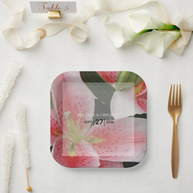 Elegant Oriental Lilies Wedding Pappteller (Hochzeit)