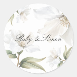 Elegant Oriental Magnolia Wedding  Runder Aufkleber