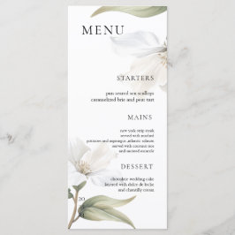 Elegant Oriental Magnolia White Flower Wedding Menükarte