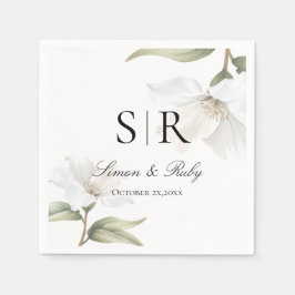 Elegant Oriental White Magnolia Wedding  Serviette