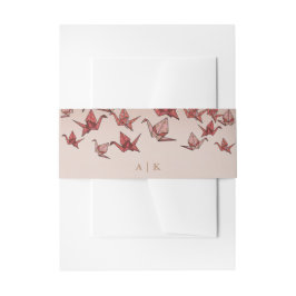 Elegant Origami Paper Crane Red Einladungsbanderole