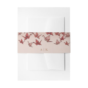 Elegant Origami Paper Crane Red Einladungsbanderole