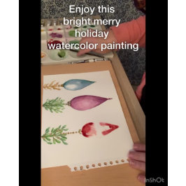 Elegant Original Wasserfarbe Rote Landschaft Weihn Feiertagskarte