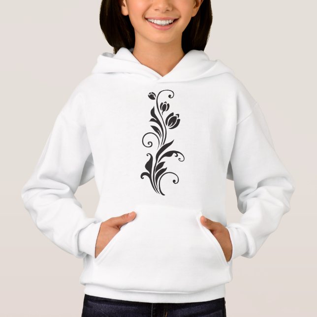 Elegant Ornamental Floral Flower Art Hoodie (Vorderseite)