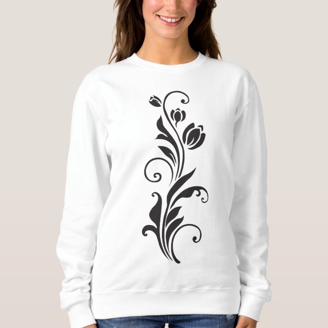 Elegant Ornamental Floral Flower Art Sweatshirt (Vorderseite)