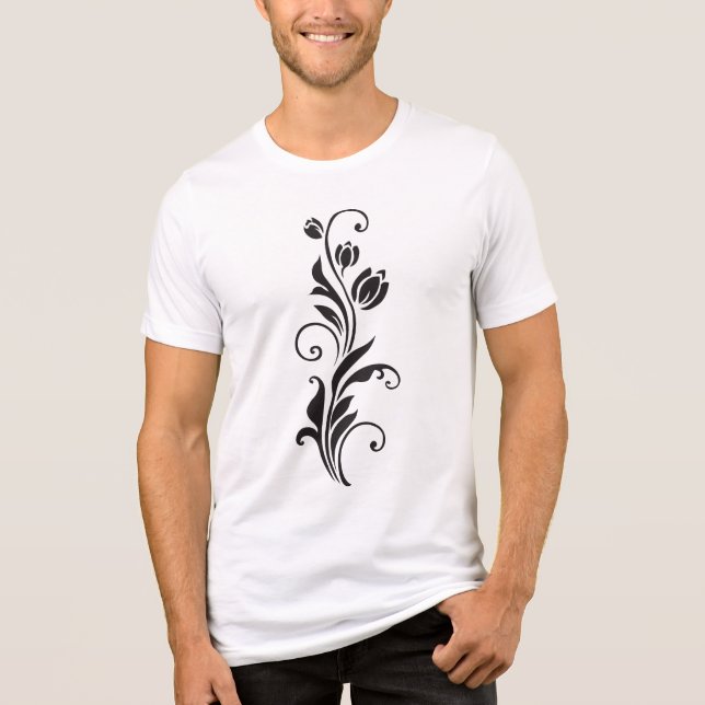 Elegant Ornamental Floral Flower Art Tri-Blend Shirt (Vorderseite)