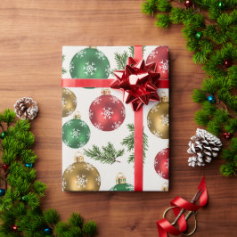 Elegant Ornaments & Pine Wrapping Paper Geschenkpapier