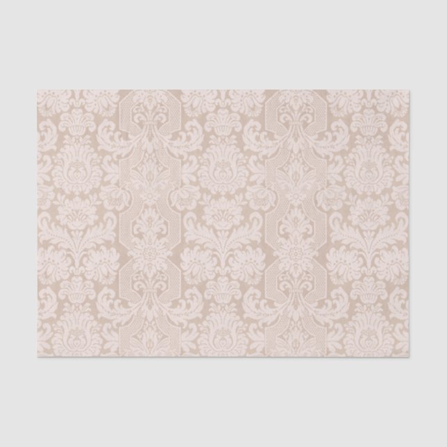 Elegant Ornate Cream Victorian Damask Seidenpapier (Vorderseite)