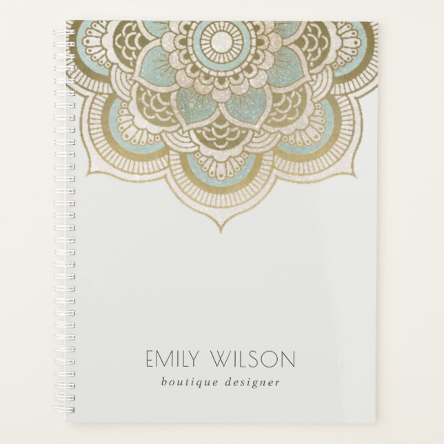 Elégant Ornate Gold Foil Turquoise Turquoise Manda (Devant)
