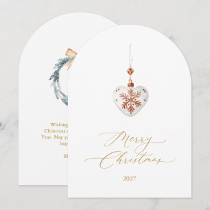 Élégant ornement de coeur Joyeux carte de Noël