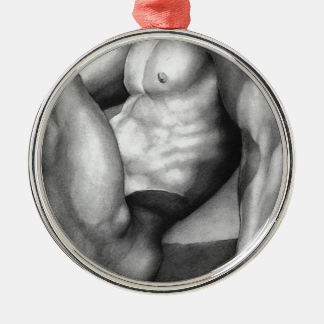 Élégant Ornement De Noël Pour Lui Art Nu-Homme (Devant)