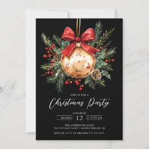 Élégant ornement d'or noir Invitation de Noël