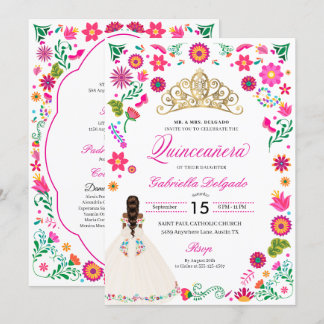 Elegant Otomi Stickerei Quinceañera Einladung