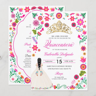 Elegant Otomi Stickerei Quinceañera Einladung