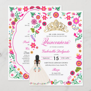 Elegant Otomi Stickerei Quinceañera Einladung