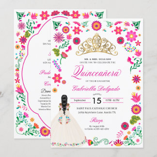 Elegant Otomi Stickerei Quinceañera Einladung