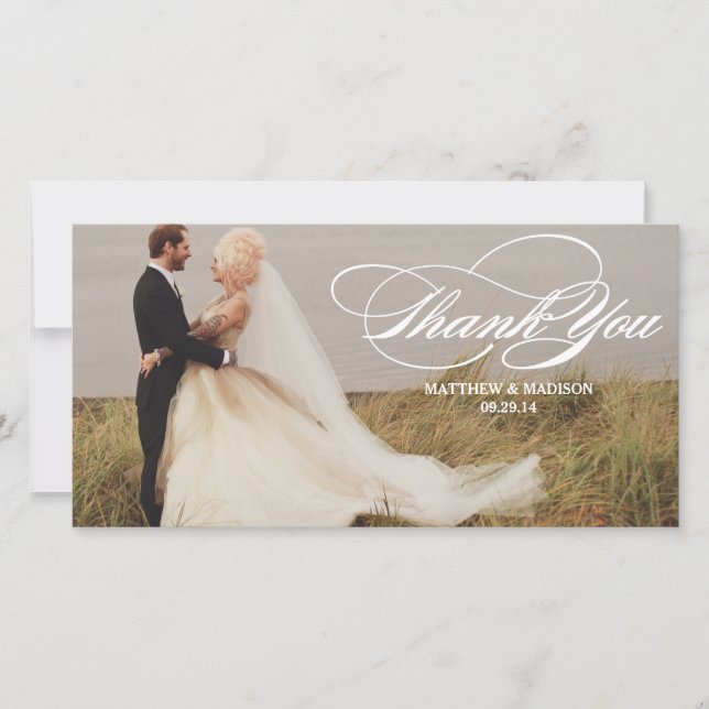 Elegant Overlay | Hochzeitsdanken - Fotokarte Dankeskarte (Vorderseite)