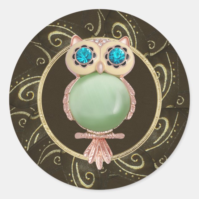 Elegant Owl Juwelen Foto Print Stickers (Vorderseite)