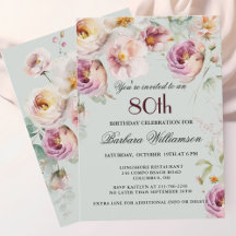 Elegant Painted Floral 80. Geburtstagsparty