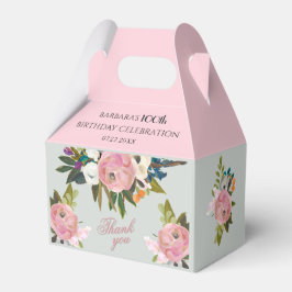 Elegant Painted Pink Floral 100th birthday favors Geschenkschachtel