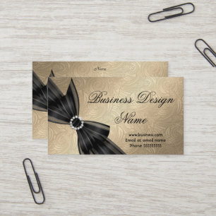 Elegant Paisley Brown Gold Black Diamond Bow Visitenkarte