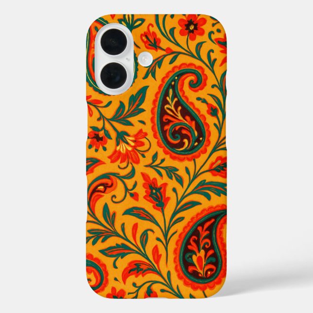 Elegant Paisley Floral Pattern iPhone 16 Hülle (Rückseite)
