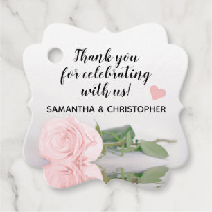 Elegant Pale Blush Pink Rose Hochzeit Vielen Dank Geschenkanhänger