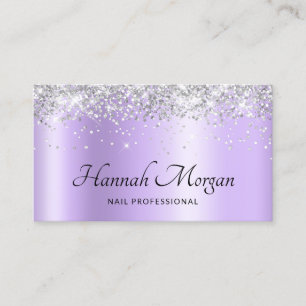 Elegant Pale Lavender Lila Ombre Silver Glitzer Visitenkarte