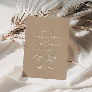 Elegant Pale Taupe Minimalistisch Hochzeit Einladu Einladung