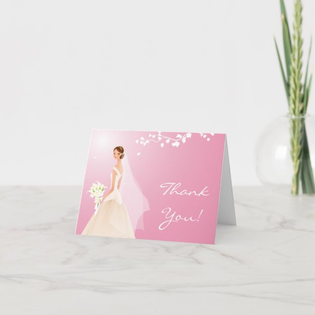 Élégant pâlissez - la carte de note rose de Merci (Devant)