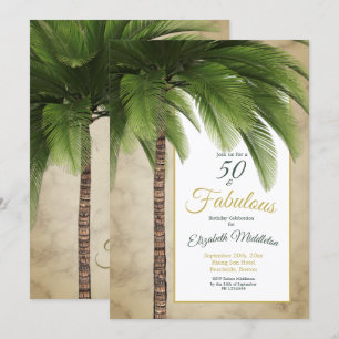 Elegant Palm Tree 50 und fabelhaft Moderner Geburt Einladung