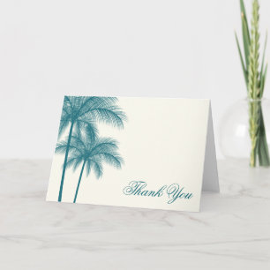 Elegant Palm Trees Aquamarin Ecru Vielen Dank Dankeskarte