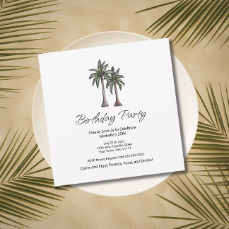 Elegant Palm Trees Tropical 30th Birthday Party Einladung