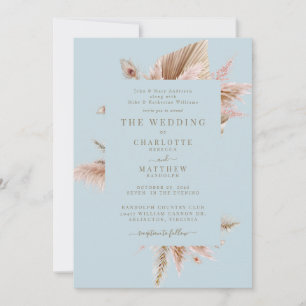 Elegant Pampas Mint Wedding Einladung