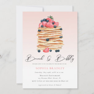 Élégant Pancakes Pink Bridal Brunch Invitation