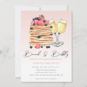 Élégant Pancakes Pink Bridal Brunch Invitation