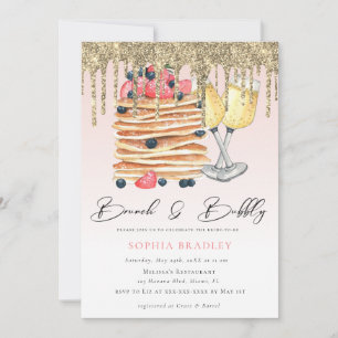 Élégant Pancakes Pink Bridal Brunch Invitation