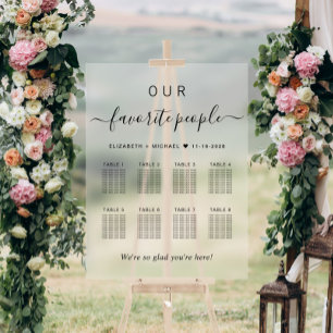 Élégant Panneau de Mariage pour 8 Tables en Acryli
