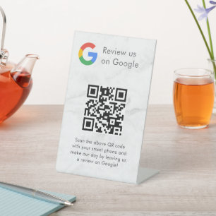 Élégant panneau de table QR code pour les avis Goo