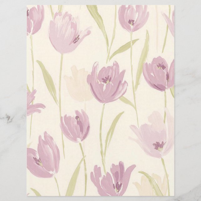 Élégant Papier à rebut à motifs floraux rose Fille (Devant)