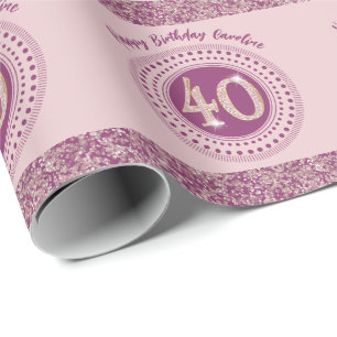 Élégant papier cadeau 40ème anniversaire paillette