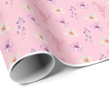 Élégant papier cadeau à motif floral rose pastel